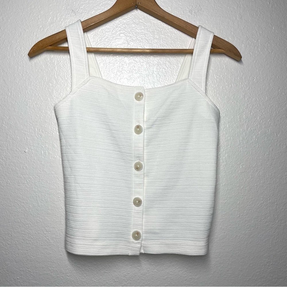 J. Crew Textured Button Front Square Neck Tank An… - image 2